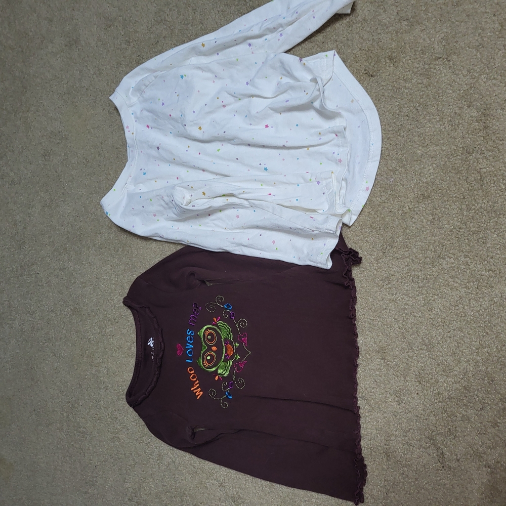 Kids' White and Brown Long Sleeve Tops